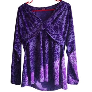 90s Y2k Dark Floral Fairy Long Sleeve Babydoll Vneck Garden Women Plus XL